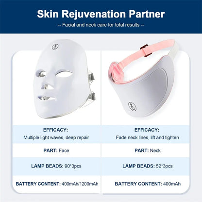 7-Color LED Facial & Neck Light Therapy Mask