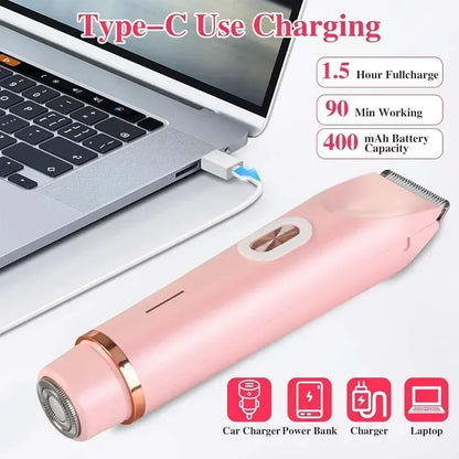 2-in-1 Painless Dual-Head Waterproof Electric Trimmer