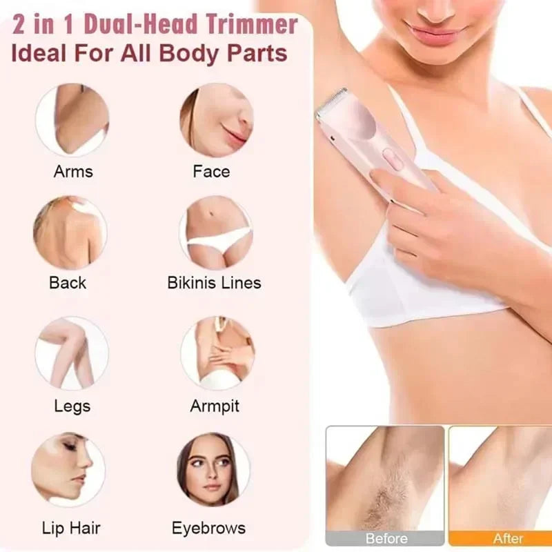 2-in-1 Painless Dual-Head Waterproof Electric Trimmer