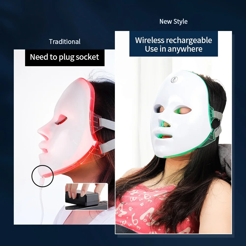 7-Color LED Facial & Neck Light Therapy Mask