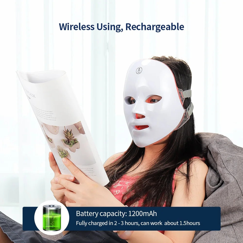 7-Color LED Facial & Neck Light Therapy Mask